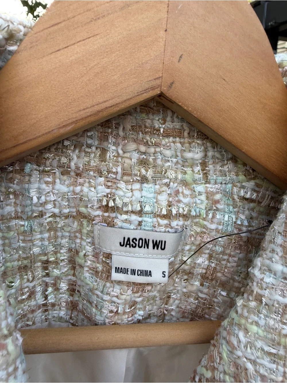 Jason Wu Metallic Tweed Blazer Dress Small Pastel Boucle Double Breasted Jacket